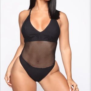 Black mesh bathing suit size M